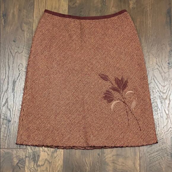 Lord & Taylor Wool Burgundy Herringbone Pencil Skirt - Picture 1 of 8